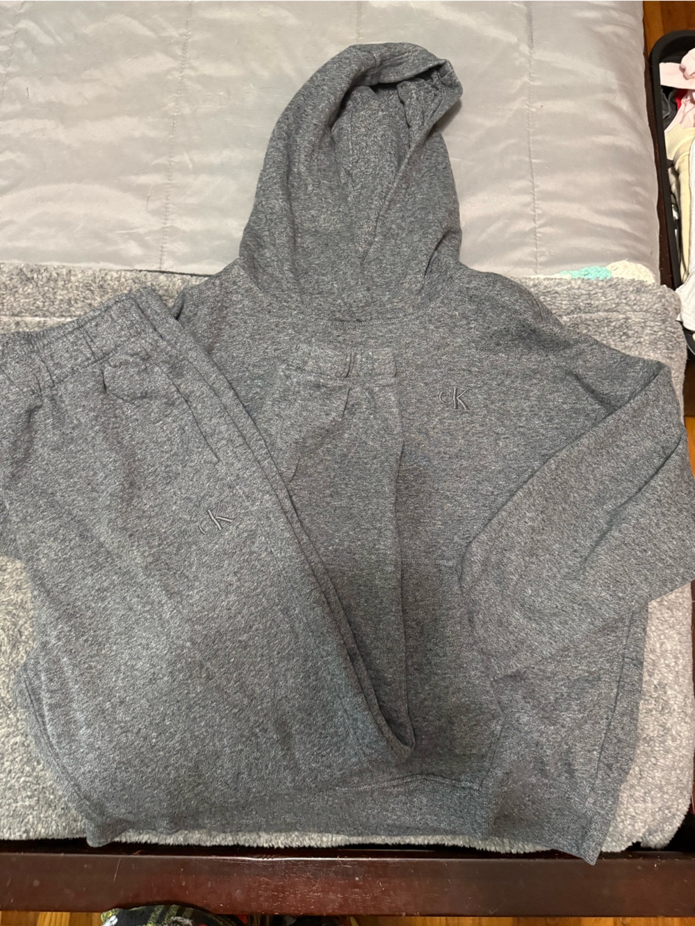Calvin Klein Collection Heather Gray Hooded Sweatshirt